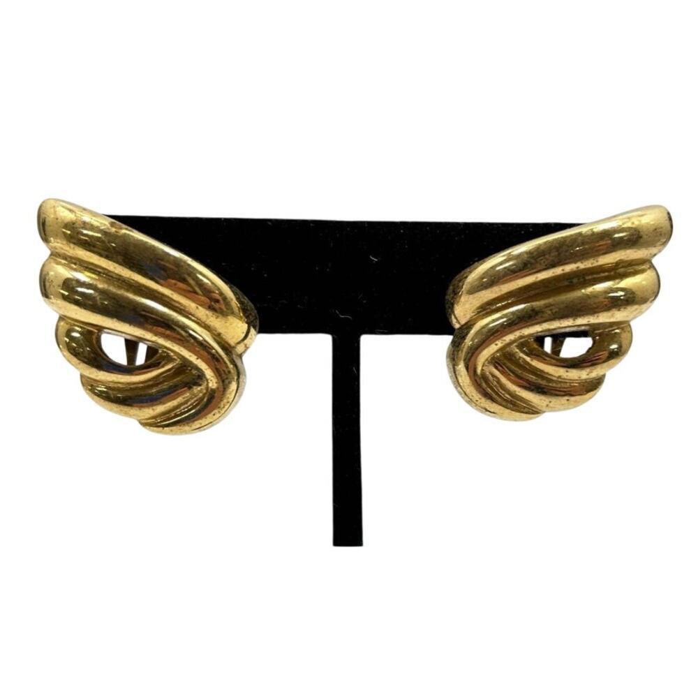 Vintage Givenchy Gold Tone Sculptural Earrings Art Deco
